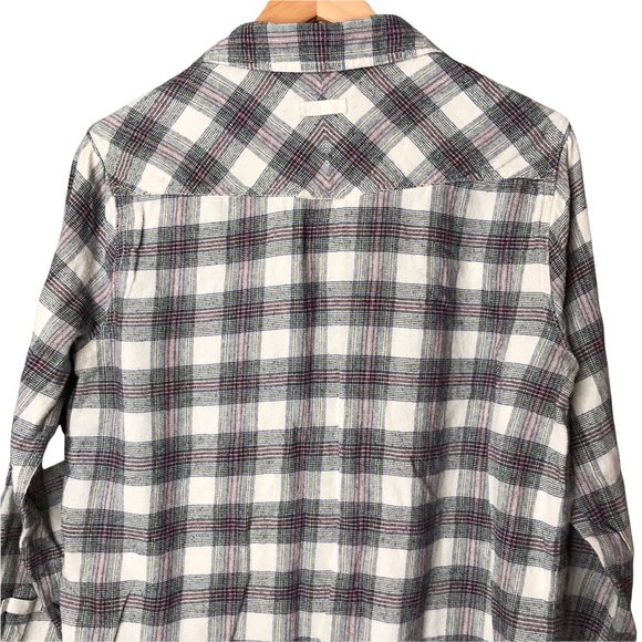 Women’s Large Roots Canada Plaid Tartan Tunic Pullover Popover Shirt Top - Picture 10 of 14